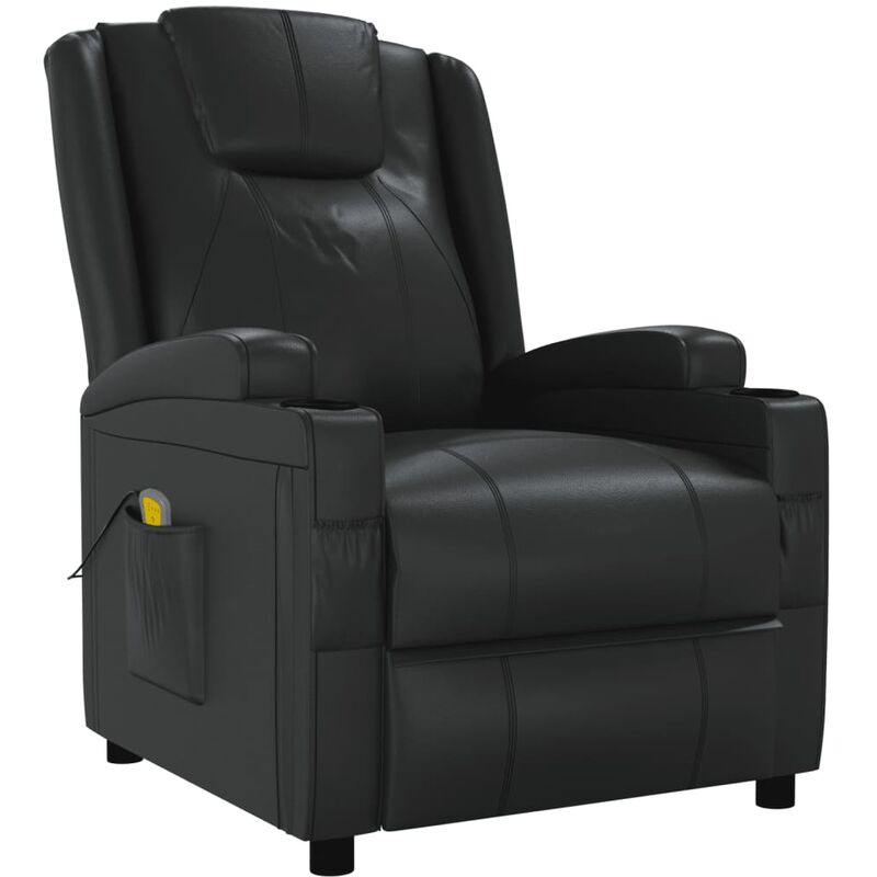 

Sillón de masaje reclinable de cuero sintético negro - Negro