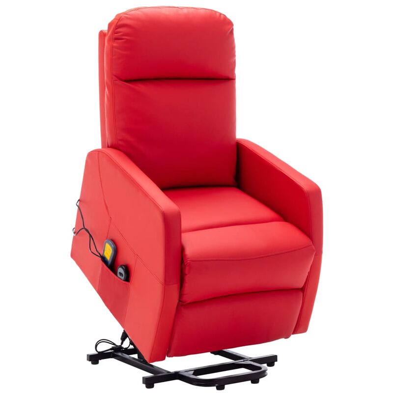 

Sillón de masaje reclinable de cuero sintético rojo - Rojo