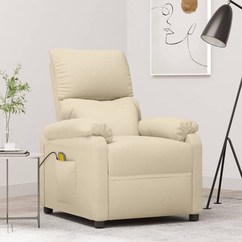 

Sillón de masaje reclinable de tela color crema - Crema