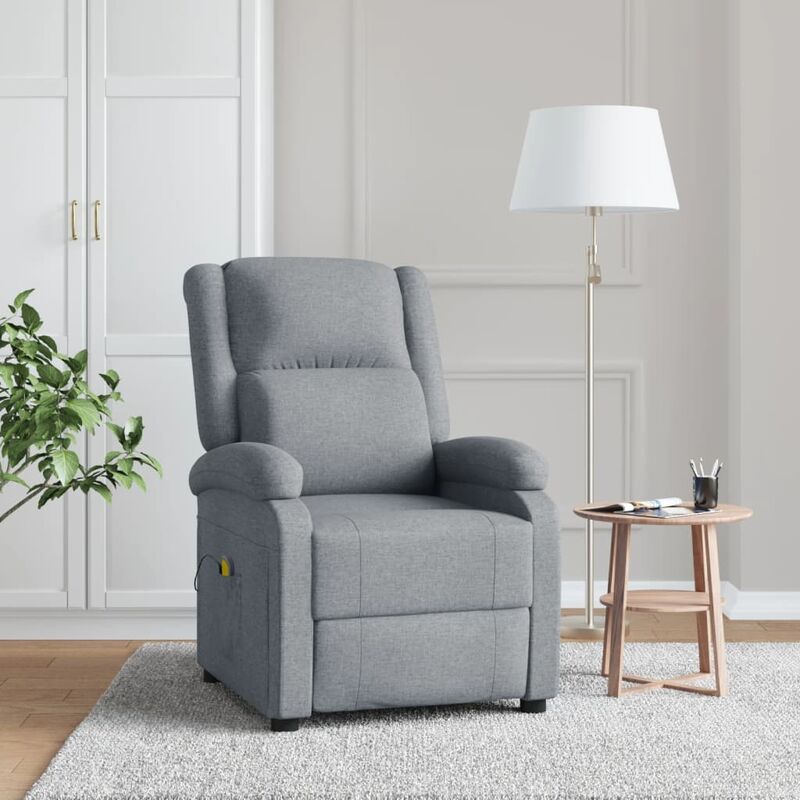 

Sillón de masaje reclinable de tela gris claro - Gris