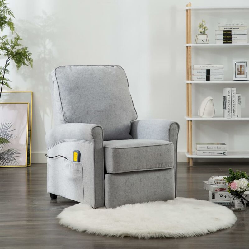 

Sillón de masaje reclinable de tela gris claro - Gris