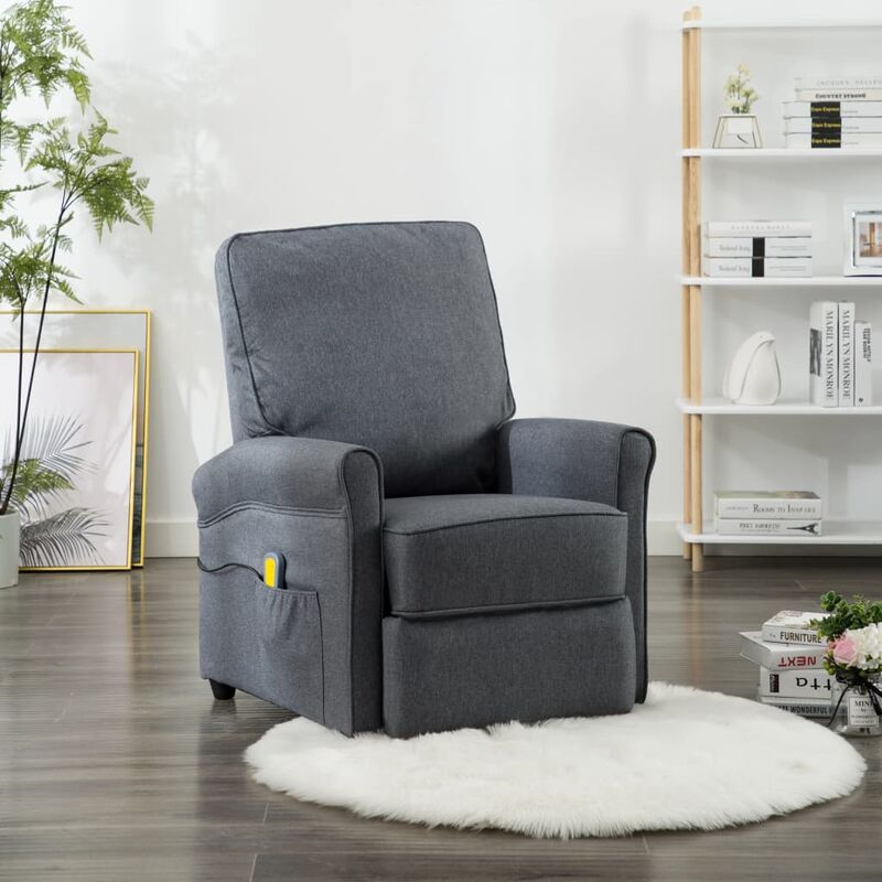 

Sillón de masaje reclinable de tela gris oscuro - Gris