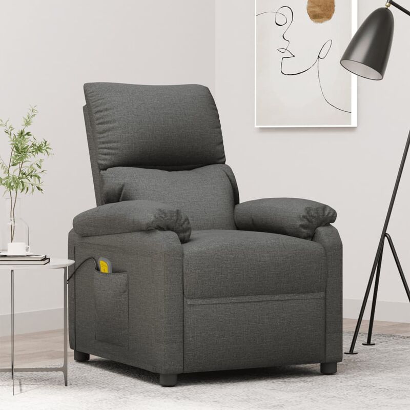

Sillón de masaje reclinable de tela gris oscuro - Gris