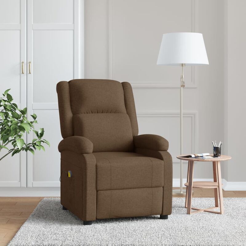 

Sillón de masaje reclinable de tela marrón - Marrón