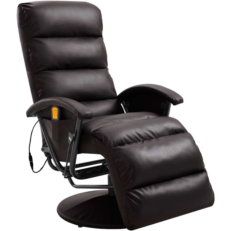 

Sillón de masaje reclinable para TV cuero sintético marrón - Marrón
