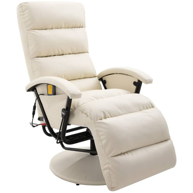 

Sillón de masaje reclinable TV cuero sintético blanco crema - Crema