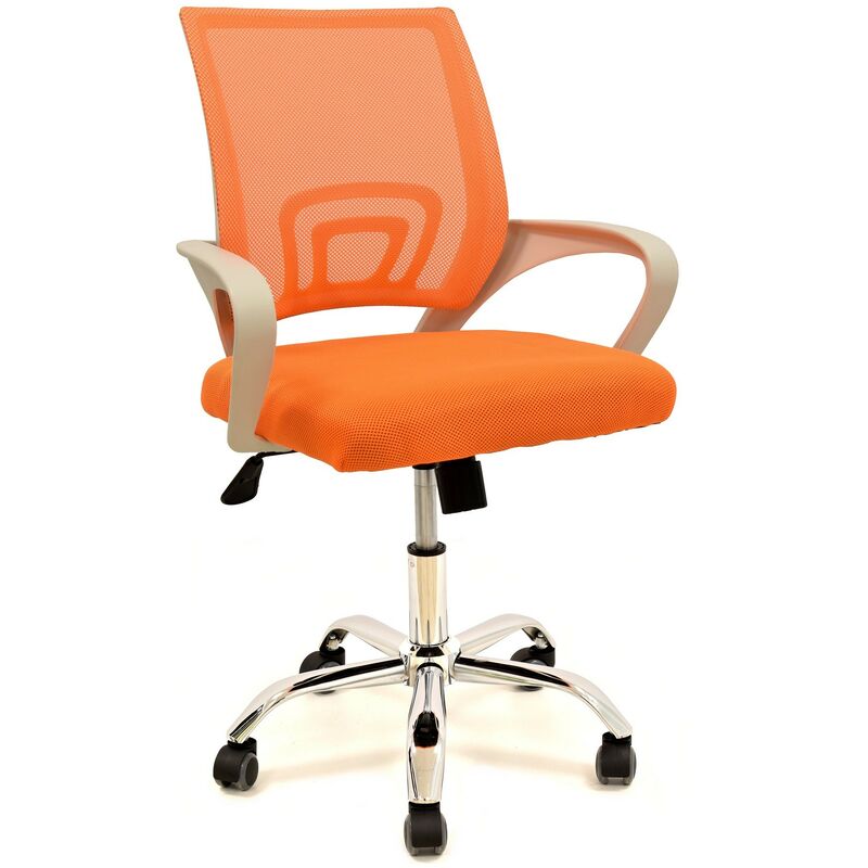 

Sillón de oficina fiss new, blanco, gas, basculante, malla y tejido naranja Rogal