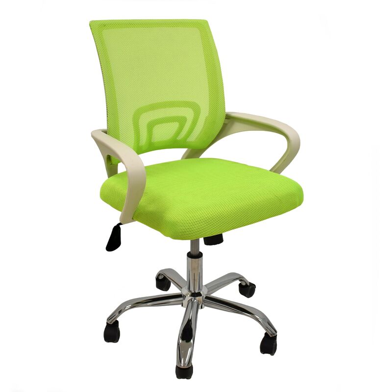 

Sillón de oficina FISS NEW, blanco, gas, basculante, malla y tejido verde