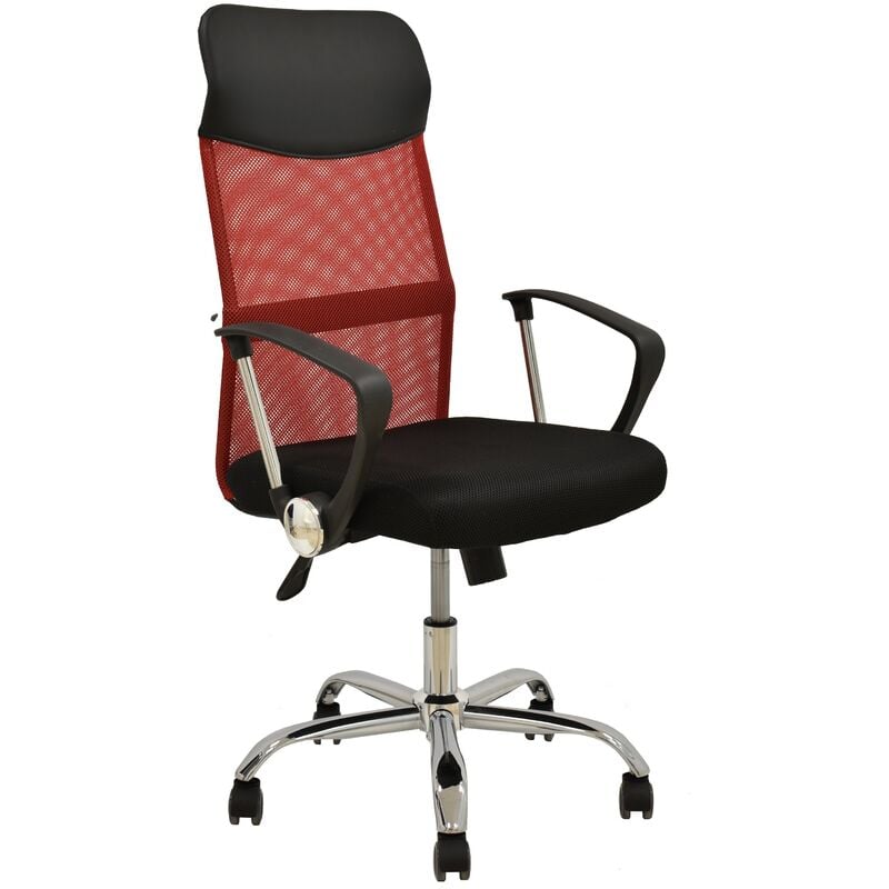 

Sillón de oficina GINO (H), malla roja y tejido mesh negro