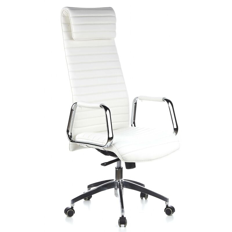 

Sillón de oficina Jaguar, reposacacabezas, piel blanco - blanco