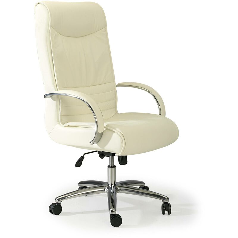 

Ofiprix - Sillón de oficina Oxford, amplia sentada, piel natural blanco - blanco