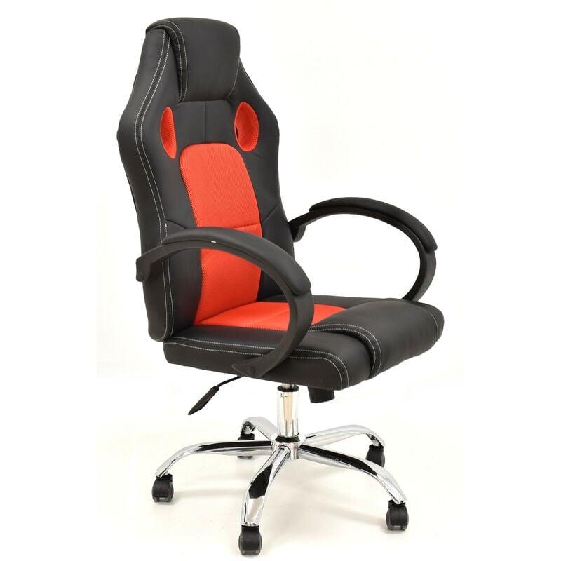 

Sillón de oficina SEPANG, racing, similpiel negra, tejido mesh rojo