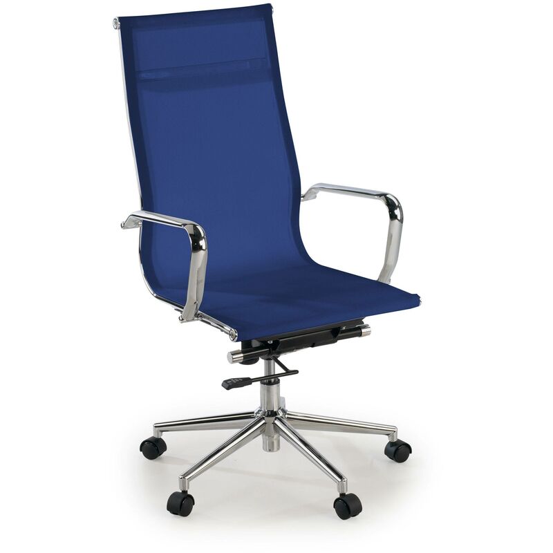 

Sillón de oficina Slim, marco acero, respaldo red alto azul - azul