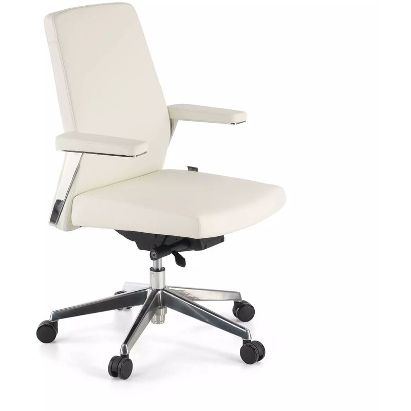 

Ofiprix - Sillón de oficina Vanity respaldo bajo,aluminio,piel blanco - blanco