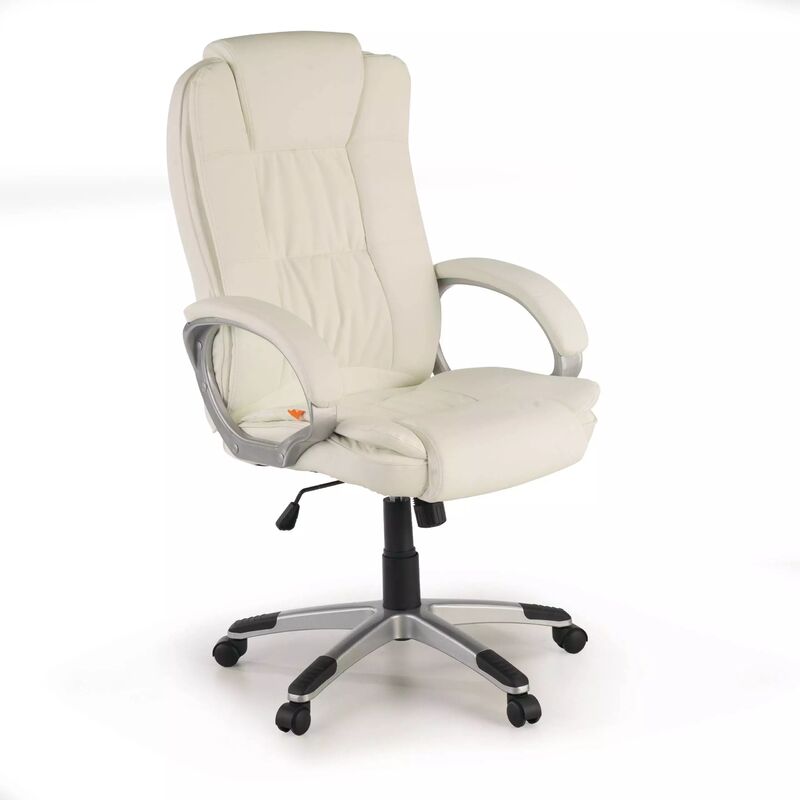 

Sillón de ordenador Baviera,muy confortable, ecopiel blanco - blanco