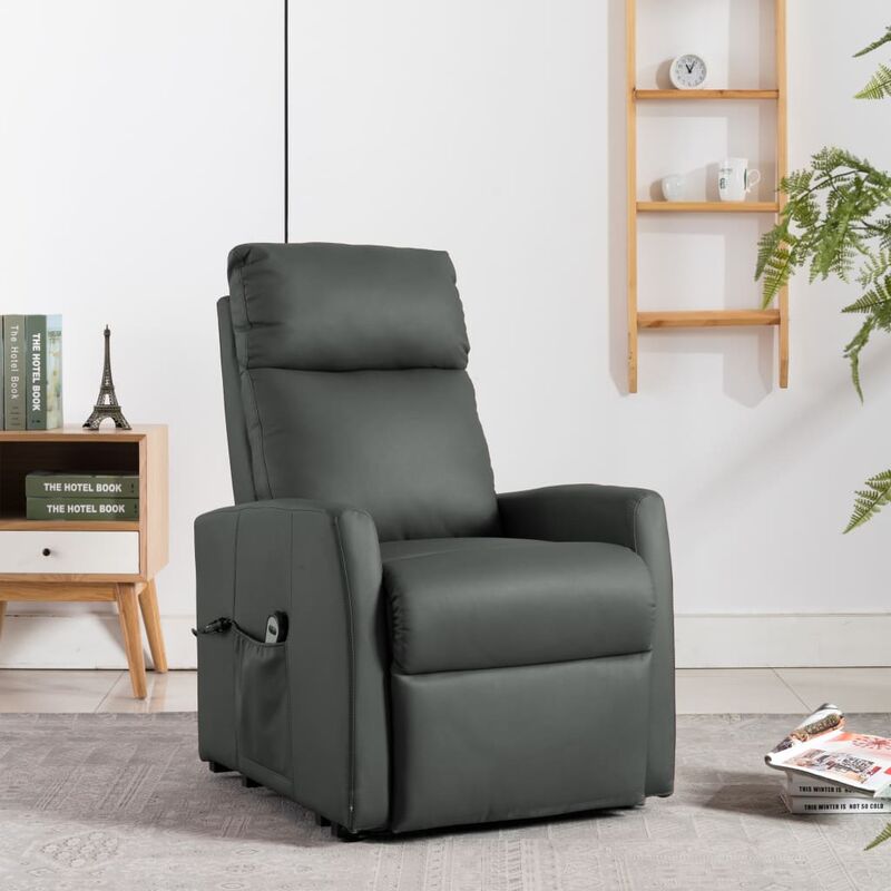 

Sillón eléctrico reclinable incorporación cuero sintético gris - Gris