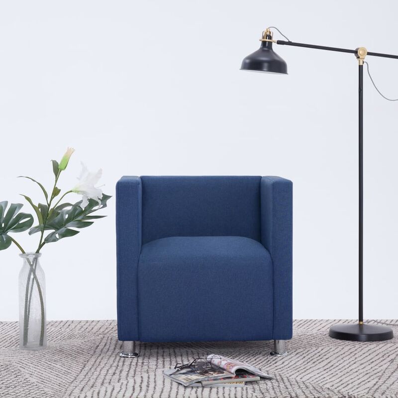 

Sillón en forma de cubo de tela azul - Azul