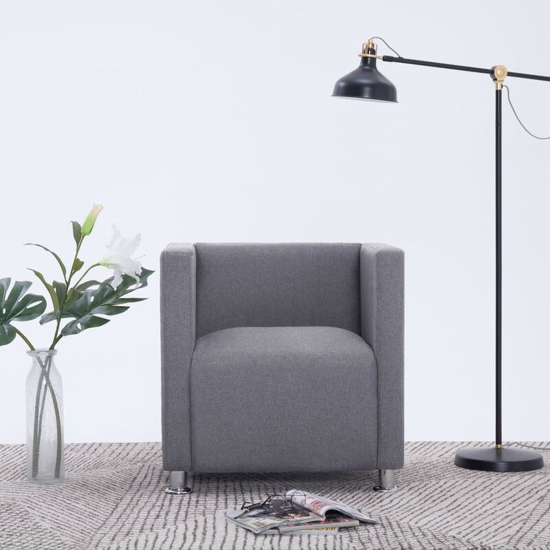 

Sillón en forma de cubo de tela gris claro - Gris