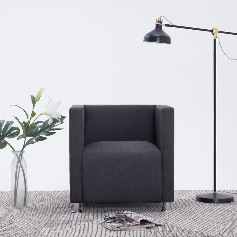 

Sillón en forma de cubo de tela gris oscuro - Gris