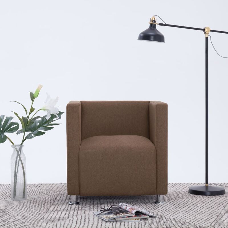 

Sillón en forma de cubo de tela marrón - Marrón