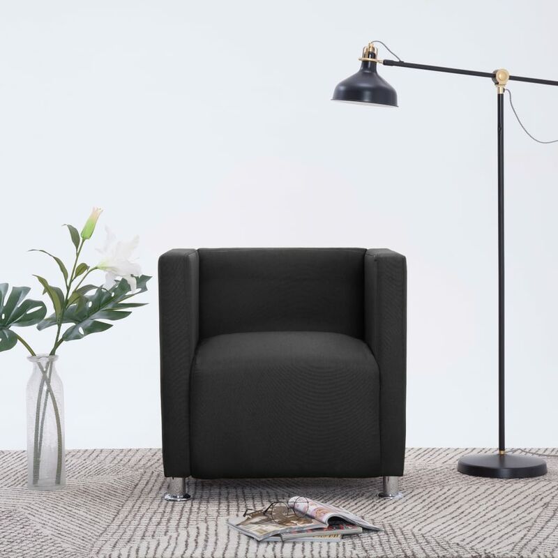 

Sillón en forma de cubo de tela negro - Negro