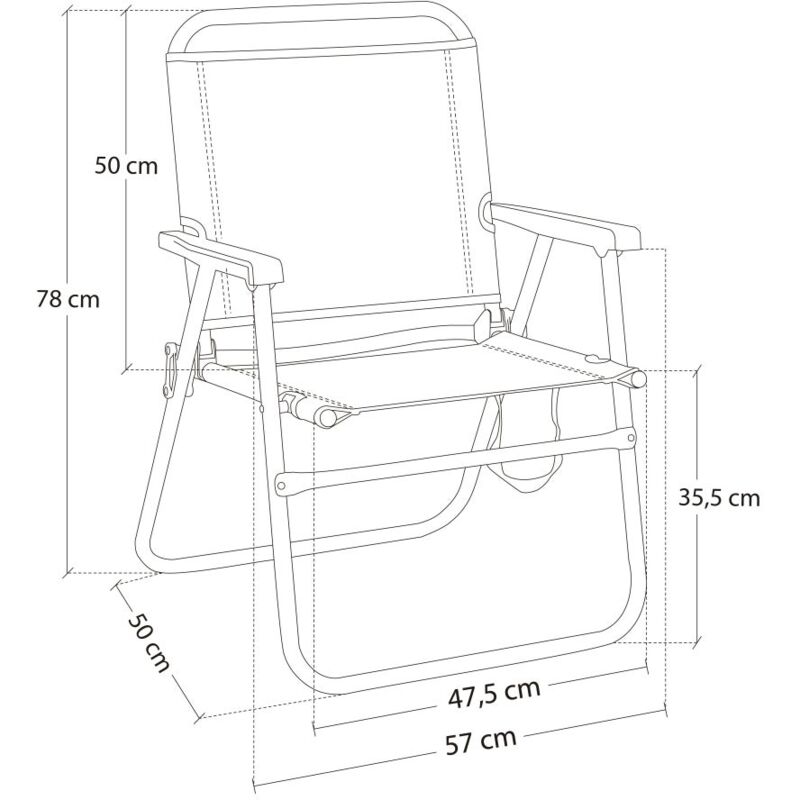 

Lolahome - Silla de playa fija azul de aluminio y textileno de 78x50x57 cm