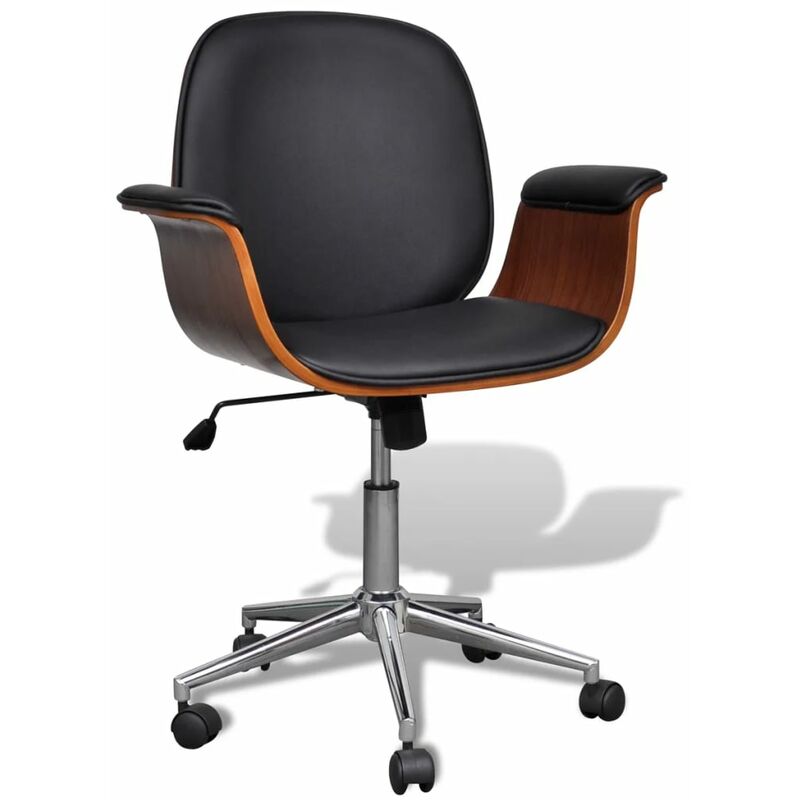 

Sillón giratorio de madera curvada y cuero sintético - Negro