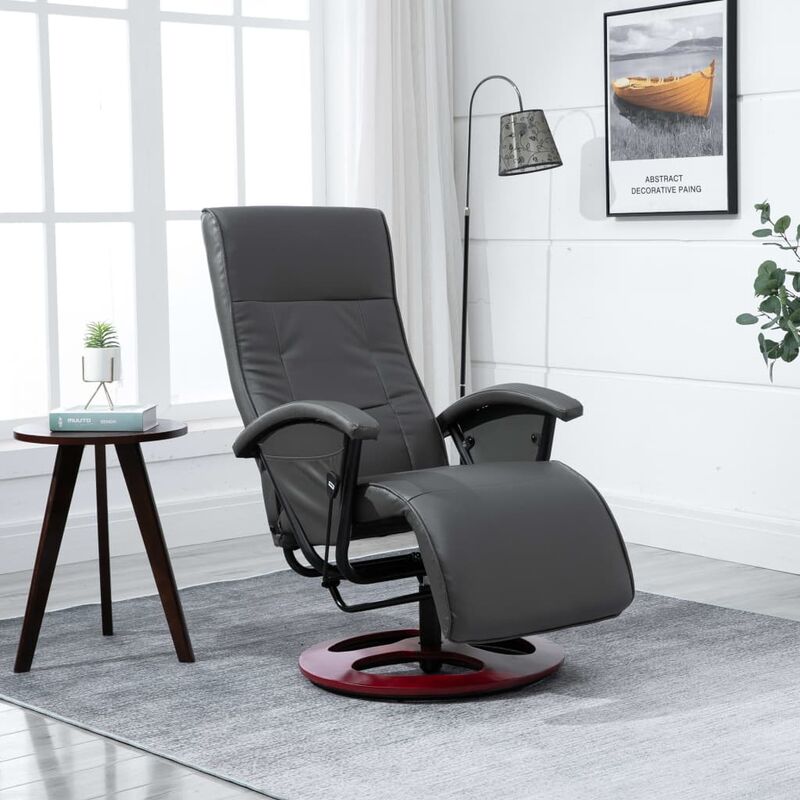 

Sillón giratorio para TV de cuero artificial gris - Gris