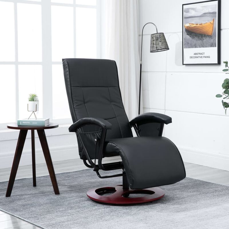 

Sillón giratorio para TV de cuero artificial negro - Negro