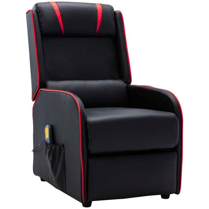

Sillón masaje reclinable cuero sintético negro y rojo - Negro