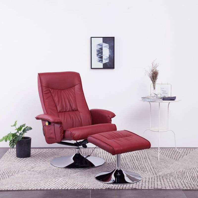 

Sillón masaje reclinable reposapiés cuero sintético color vino - Rojo