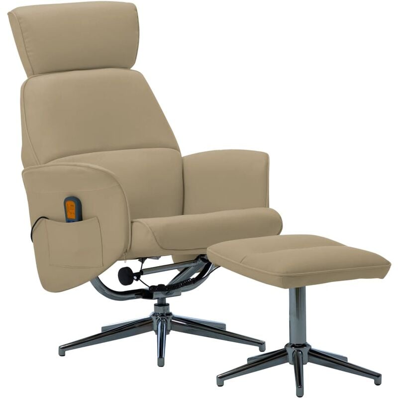 

Sillón masaje reclinable y reposapiés cuero sintético capuchino - Marrón