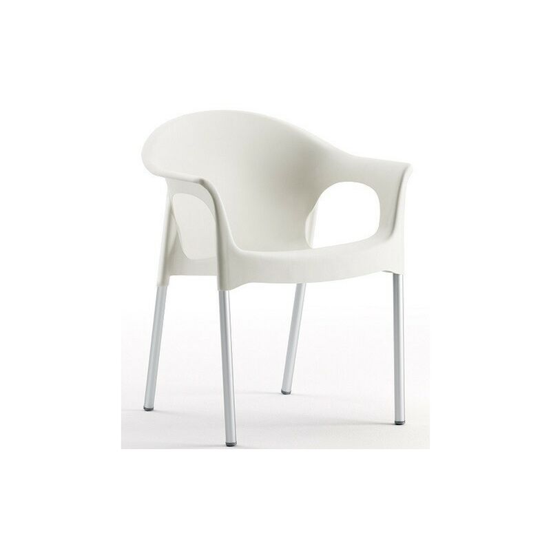 

Sillón nilo, aluminio, apilable, polipropileno blanco - Rogal