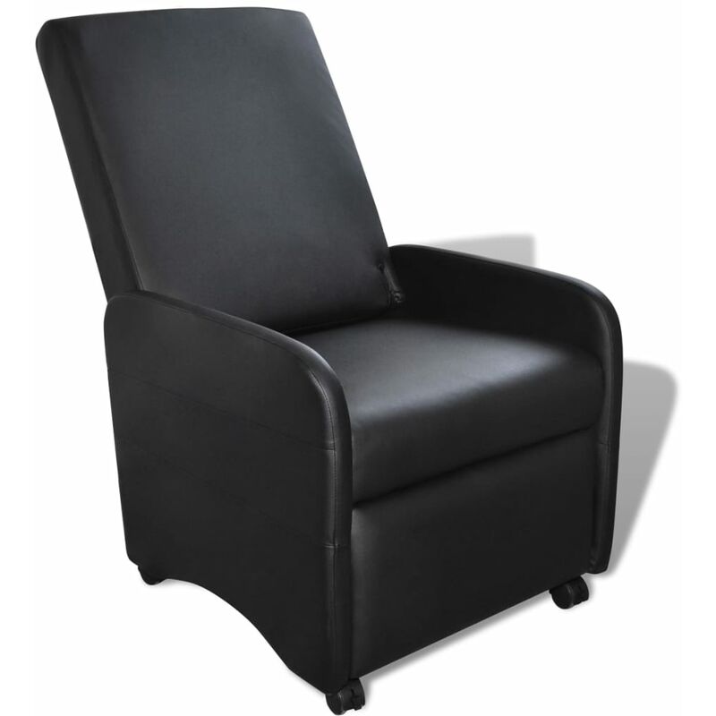 

Sillón plegable de cuero sintético negro - Negro