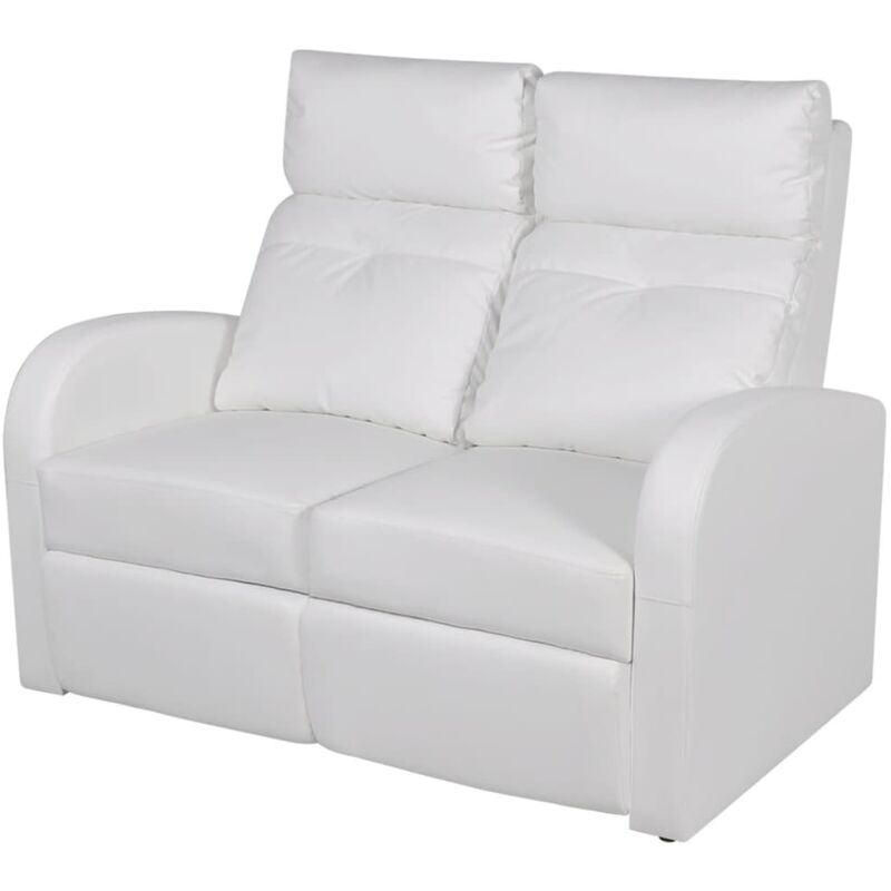 

Sillón reclinable con 2 plazas de cuero artificial blanco - Blanco
