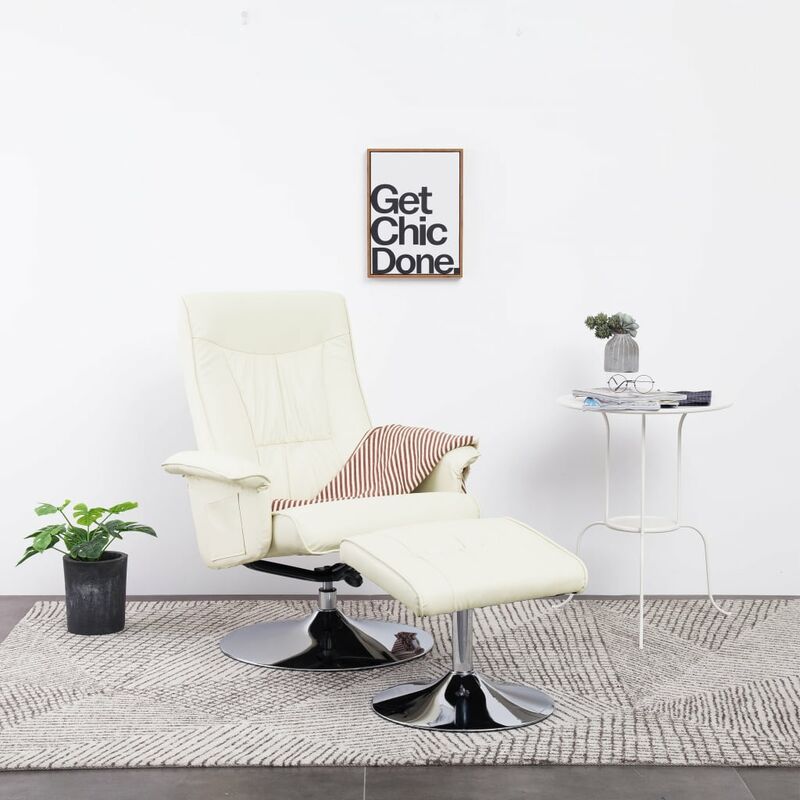 

Sillón reclinable con reposapiés cuero sintético color crema - Crema