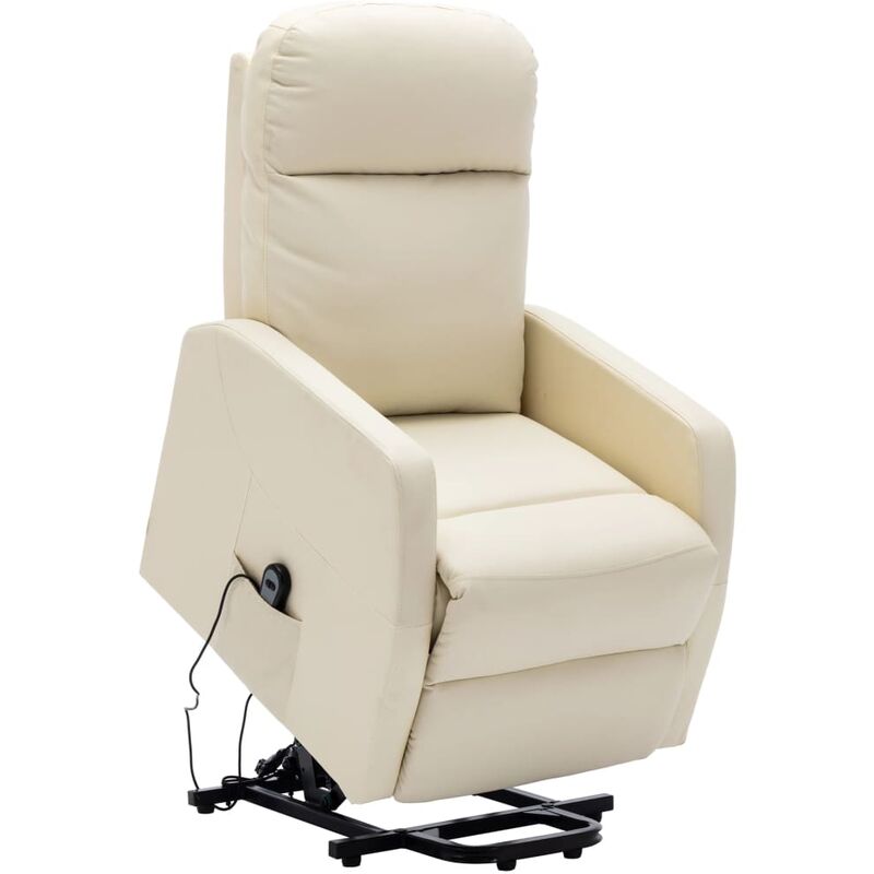 

Sillón reclinable de cuero sintético blanco crema - Crema