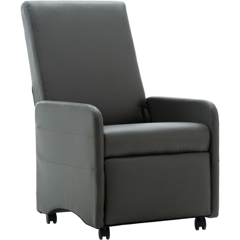 

Sillón reclinable de cuero sintético gris - Gris