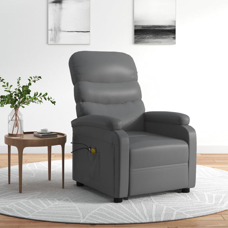 

Sillón reclinable de cuero sintético gris antracita - Antracita