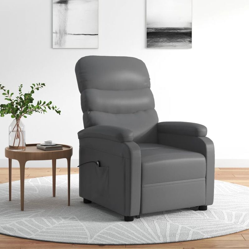 

Sillón reclinable de cuero sintético gris antracita - Antracita