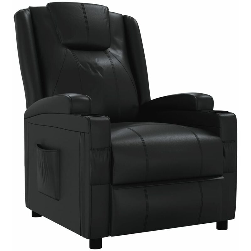 

Sillón reclinable de cuero sintético negro - Negro