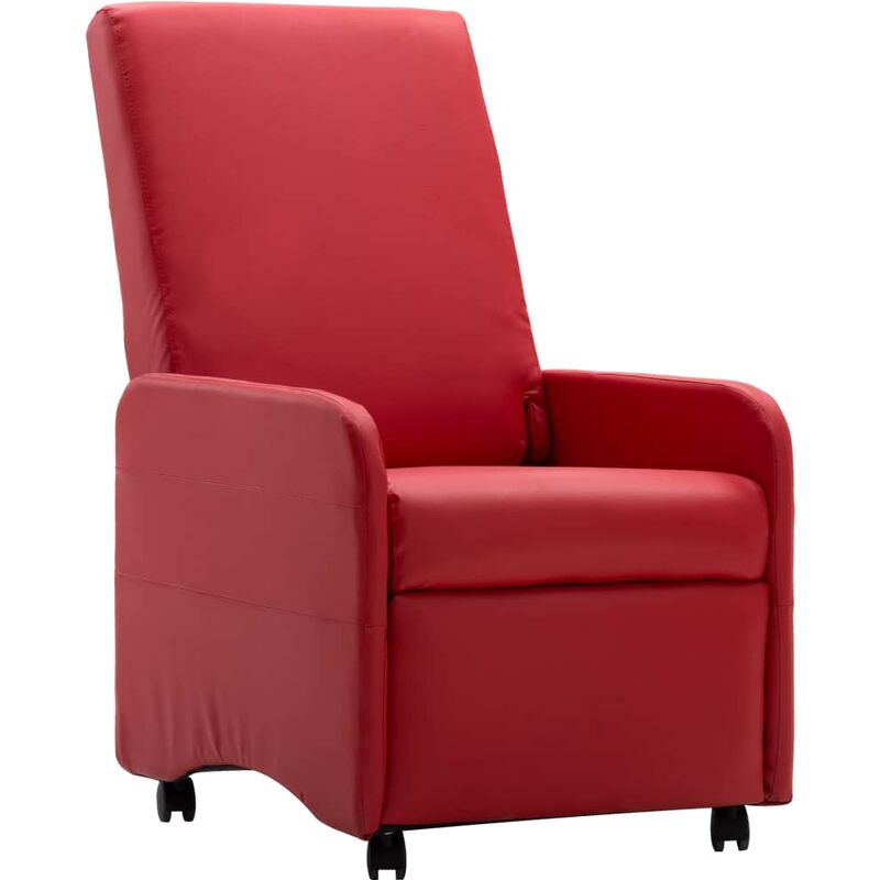 

Sillón reclinable de cuero sintético rojo - Rojo