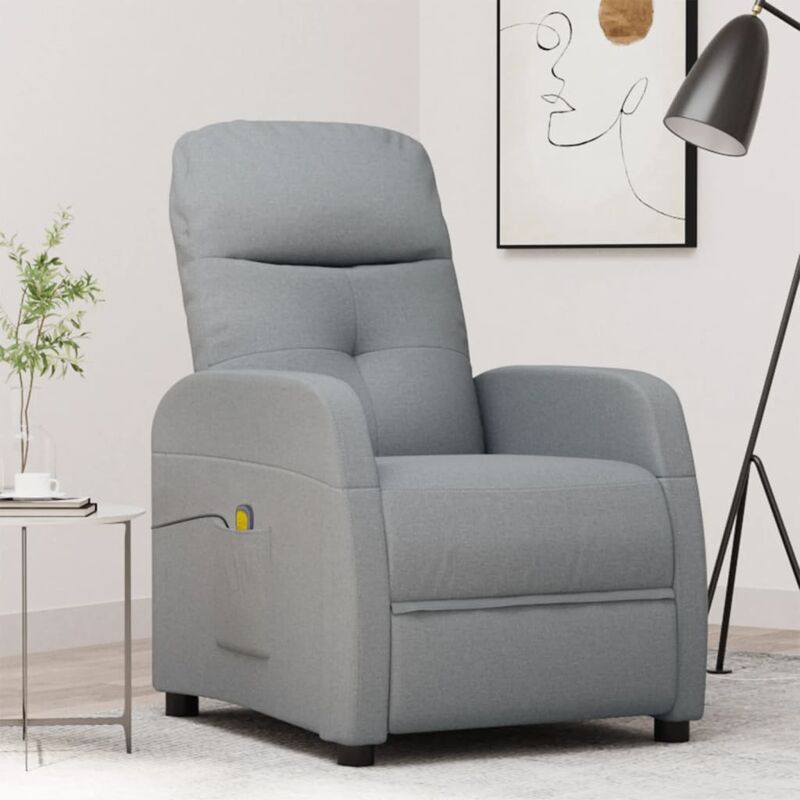 

Sillón reclinable de masaje de tela gris claro - Gris