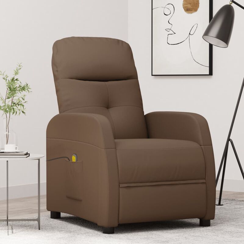 

Sillón reclinable de masaje de tela marrón - Marrón