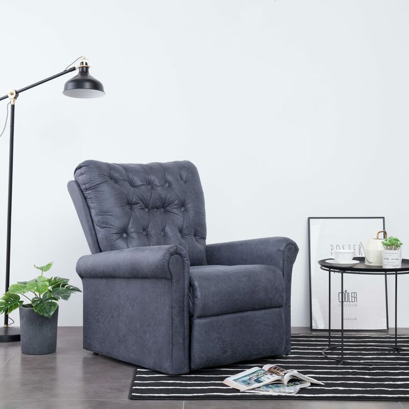 

Sillón reclinable de piel de ante artificial gris - Gris