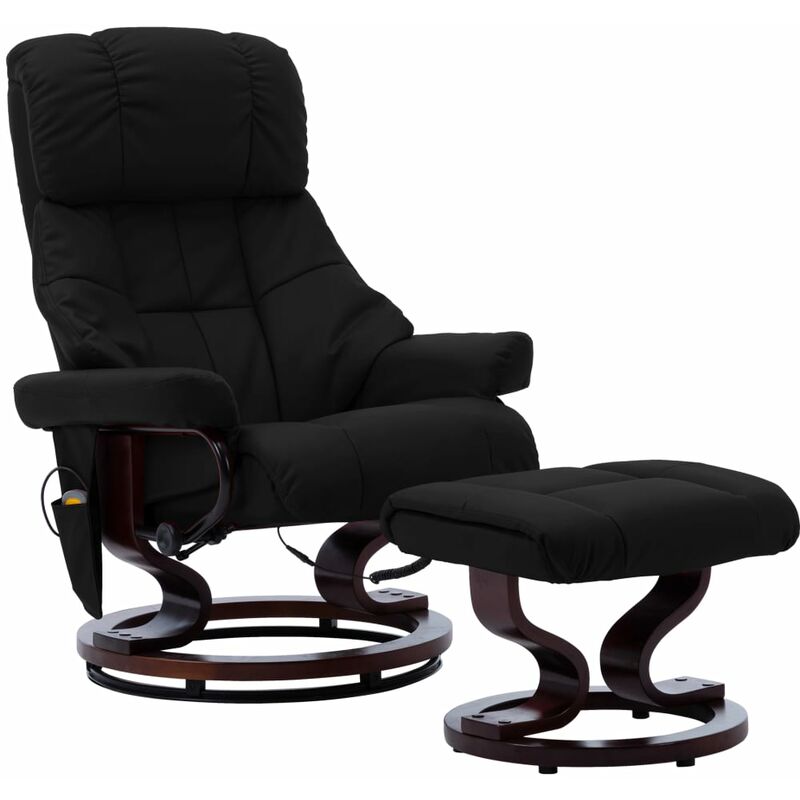 

Youthup - Sillón reclinable masaje cuero sintético madera curvada negro - Negro