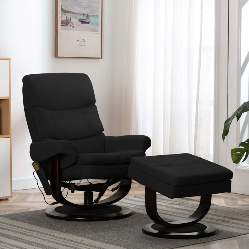 

Sillón reclinable masaje cuero sintético y madera curvada negro - Negro