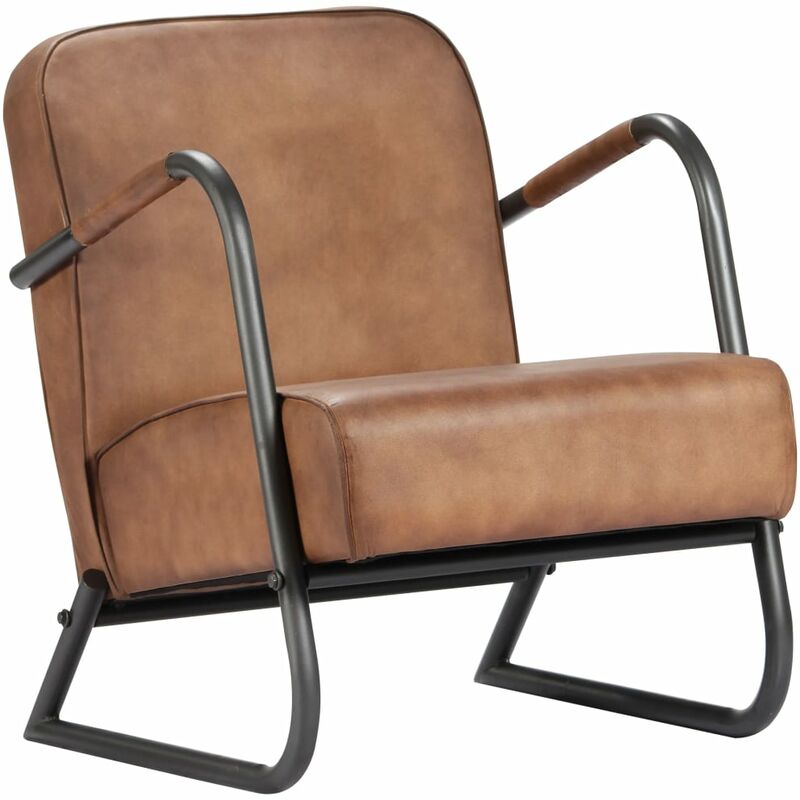 

Sillón relax de cuero auténtico marrón claro - Marrón