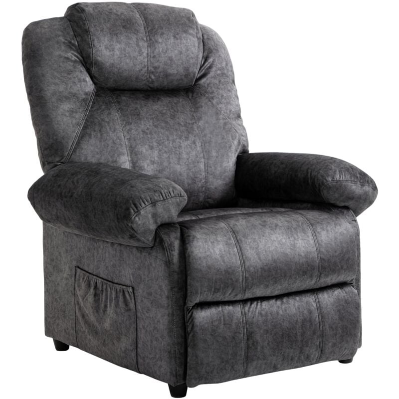 

Sillón Relax Reclinable Manual Tapizado en Terciopelo Acolchado con Reposapiés Retráctil y Bolsillos para Salón Oficina Dormitorio 96x91x108 cm