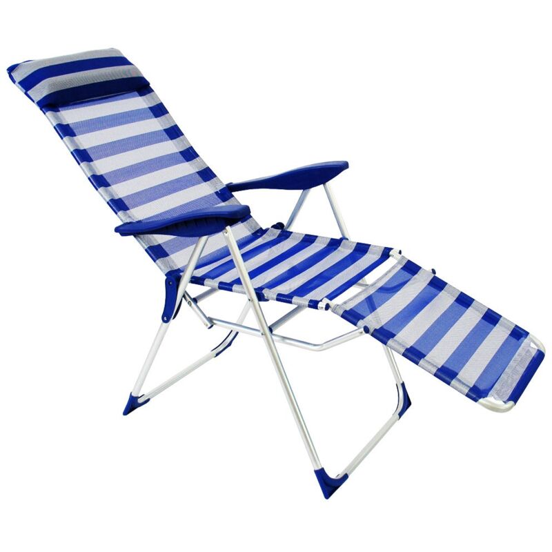 

Lolahome - Sillón de playa plegable azul marino de aluminio de 61x58x106 cm